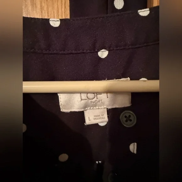 LOFT Black Dress with White Polka Dots - Picture 4 of 7